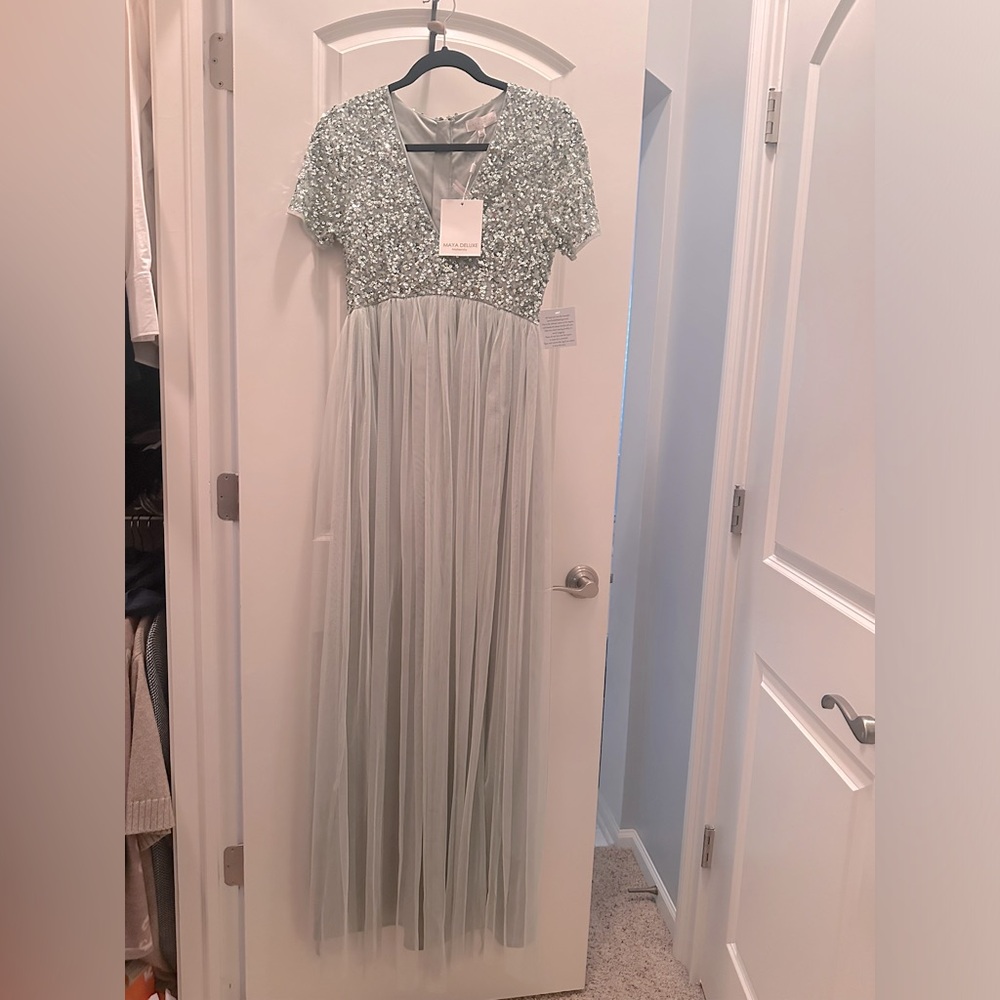 Maternity Maya Deluxe short sleeve sequin dress.